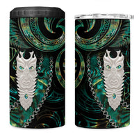 New Zealand Aotearoa 4 in 1 Can Cooler Tumbler Maori Tane Te Waiora Paua Shell Glitter Green