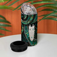 New Zealand Aotearoa 4 in 1 Can Cooler Tumbler Maori Tane Te Waiora Paua Shell Glitter Green