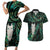 New Zealand Aotearoa Couples Matching Short Sleeve Bodycon Dress and Hawaiian Shirt Maori Tane Te Waiora Paua Shell Glitter Green