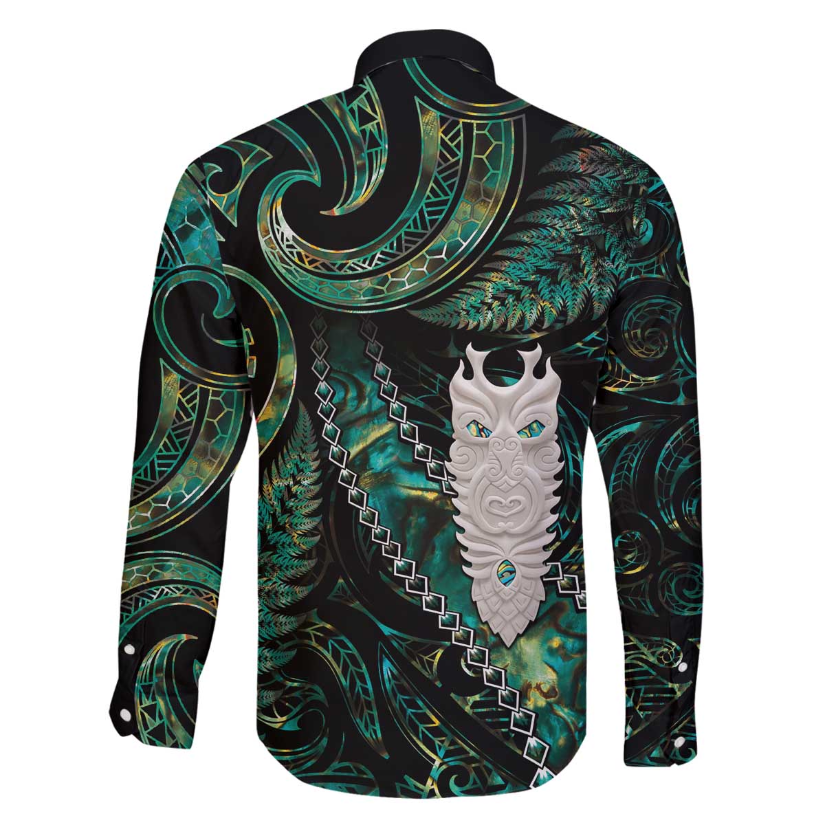 New Zealand Aotearoa Family Matching Puletasi and Hawaiian Shirt Maori Tane Te Waiora Paua Shell Glitter Green LT05 - Polynesian Pride