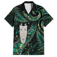 New Zealand Aotearoa Family Matching Short Sleeve Bodycon Dress and Hawaiian Shirt Maori Tane Te Waiora Paua Shell Glitter Green LT05 Dad's Shirt - Short Sleeve Green - Polynesian Pride