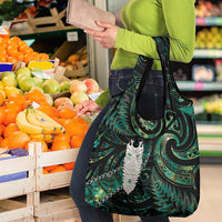 New Zealand Aotearoa Grocery Bag Maori Tane Te Waiora Paua Shell Glitter Green