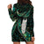 New Zealand Aotearoa Hoodie Dress Maori Tane Te Waiora Paua Shell Glitter Green