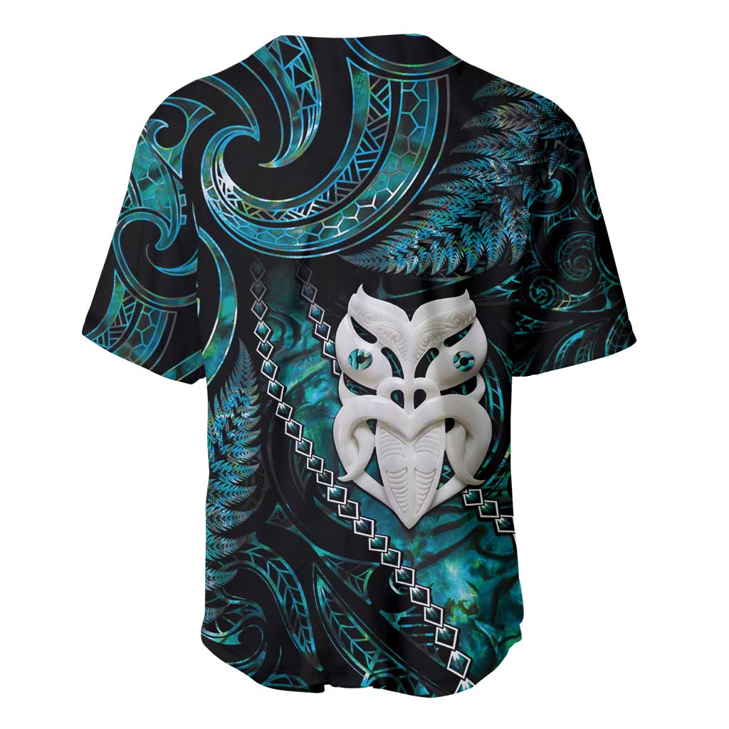 New Zealand Aotearoa Baseball Jersey Maori Wheku Paua Shell Glitter Turquoise