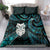 New Zealand Aotearoa Bedding Set Maori Wheku Paua Shell Glitter Turquoise