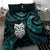 New Zealand Aotearoa Bedding Set Maori Wheku Paua Shell Glitter Turquoise