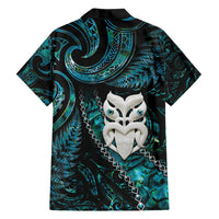 New Zealand Aotearoa Family Matching Long Sleeve Bodycon Dress and Hawaiian Shirt Maori Wheku Paua Shell Glitter Turquoise LT05 - Polynesian Pride