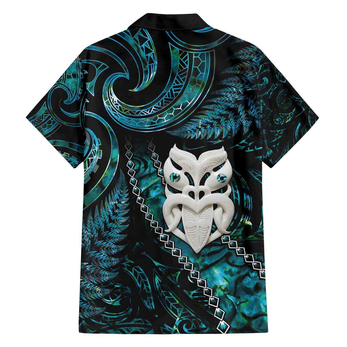 New Zealand Aotearoa Family Matching Puletasi and Hawaiian Shirt Maori Wheku Paua Shell Glitter Turquoise LT05 - Polynesian Pride