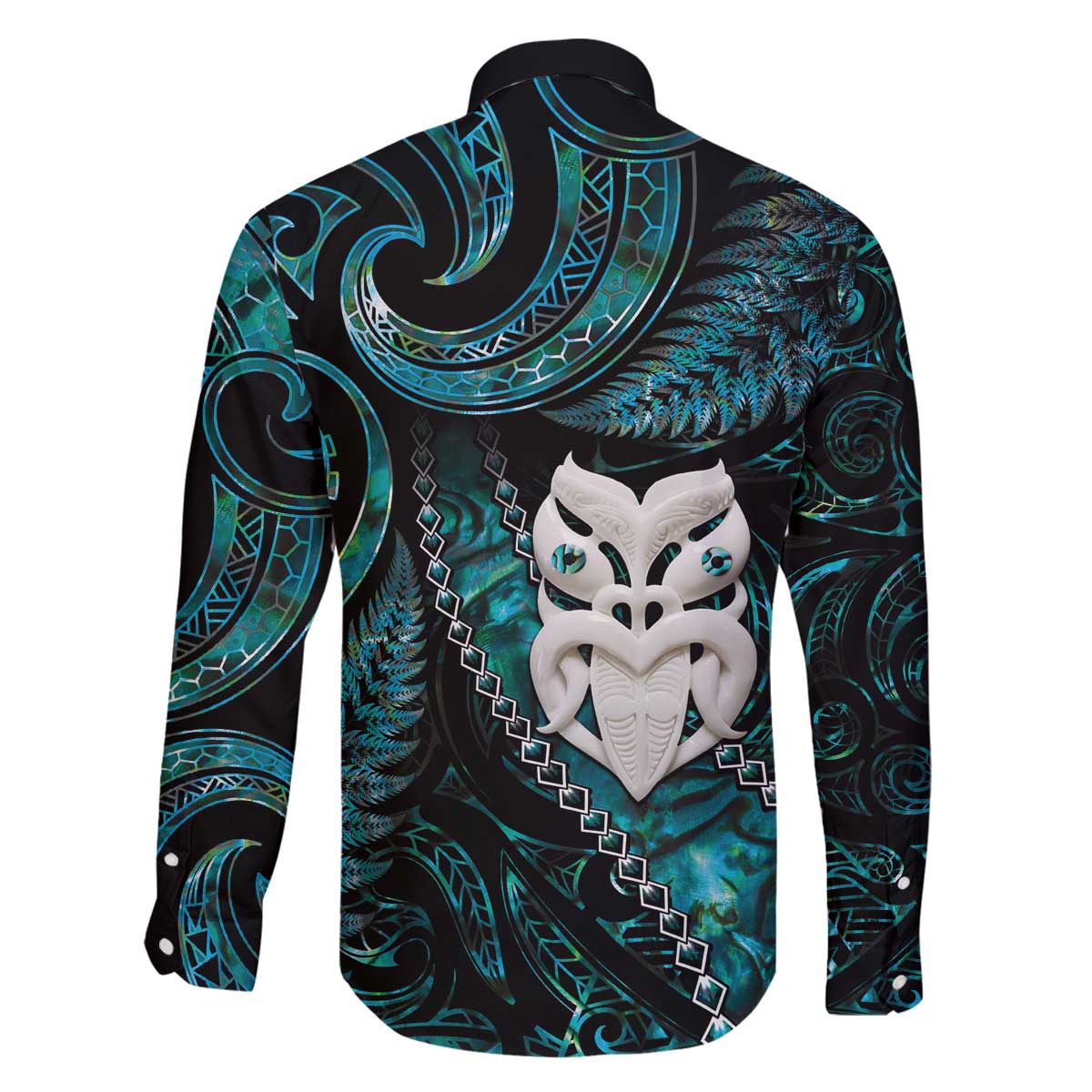 New Zealand Aotearoa Family Matching Puletasi and Hawaiian Shirt Maori Wheku Paua Shell Glitter Turquoise LT05 - Polynesian Pride