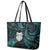 New Zealand Aotearoa Leather Tote Bag Maori Wheku Paua Shell Glitter Turquoise