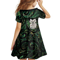 New Zealand Aotearoa Family Matching Long Sleeve Bodycon Dress and Hawaiian Shirt Maori Wheku Paua Shell Glitter Green LT05 - Polynesian Pride