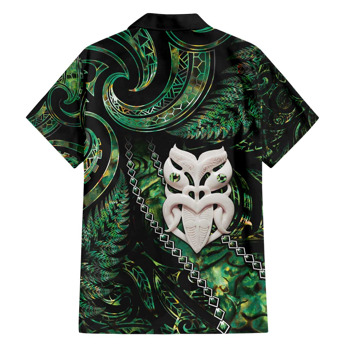 New Zealand Aotearoa Family Matching Puletasi and Hawaiian Shirt Maori Wheku Paua Shell Glitter Green LT05 - Polynesian Pride