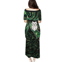 New Zealand Aotearoa Family Matching Puletasi and Hawaiian Shirt Maori Wheku Paua Shell Glitter Green LT05 - Polynesian Pride