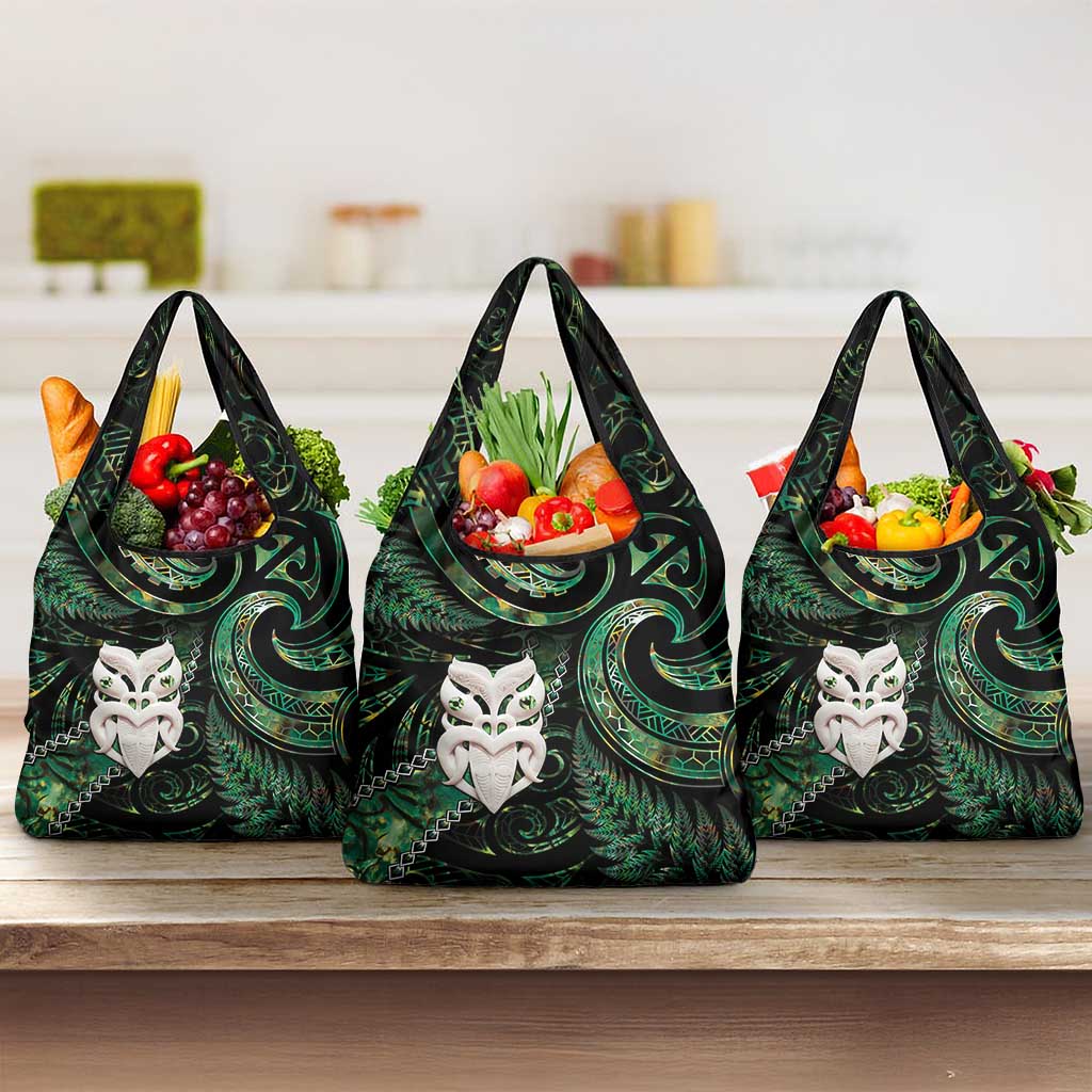 New Zealand Aotearoa Grocery Bag Maori Wheku Paua Shell Glitter Green