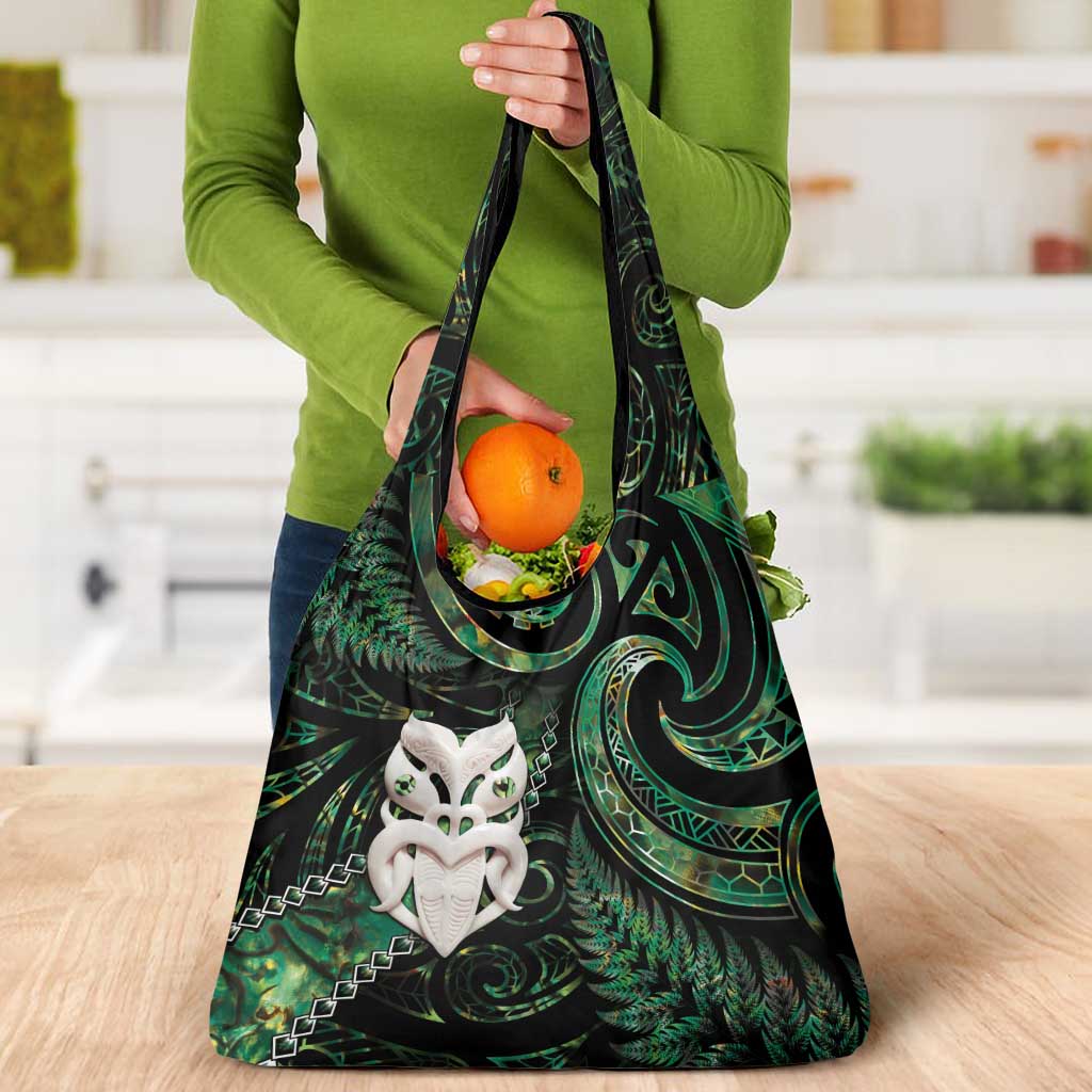 New Zealand Aotearoa Grocery Bag Maori Wheku Paua Shell Glitter Green