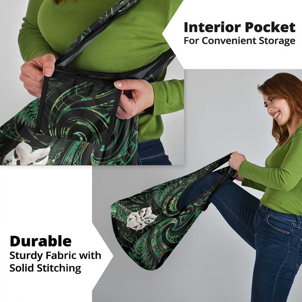 New Zealand Aotearoa Grocery Bag Maori Wheku Paua Shell Glitter Green