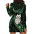 New Zealand Aotearoa Hoodie Dress Maori Wheku Paua Shell Glitter Green