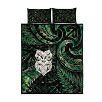 New Zealand Aotearoa Quilt Bed Set Maori Wheku Paua Shell Glitter Green