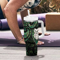 New Zealand Aotearoa Tumbler With Handle Maori Wheku Paua Shell Glitter Green