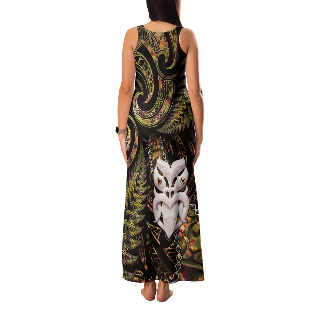 New Zealand Aotearoa Family Matching Tank Maxi Dress and Hawaiian Shirt Maori Wheku Paua Shell Glitter Gold