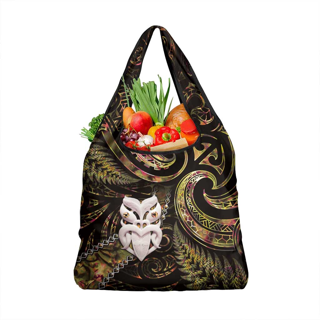 New Zealand Aotearoa Grocery Bag Maori Wheku Paua Shell Glitter Gold