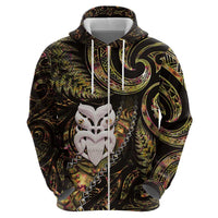 New Zealand Aotearoa Hoodie Maori Wheku Paua Shell Glitter Gold