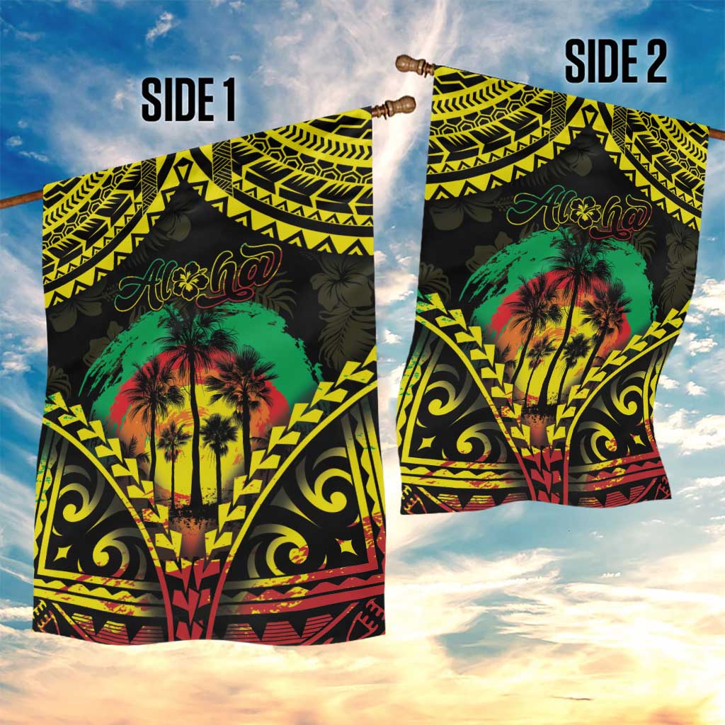 Aloha Tropical Palm Trees Garden Flag Reggae Polynesian Pattern