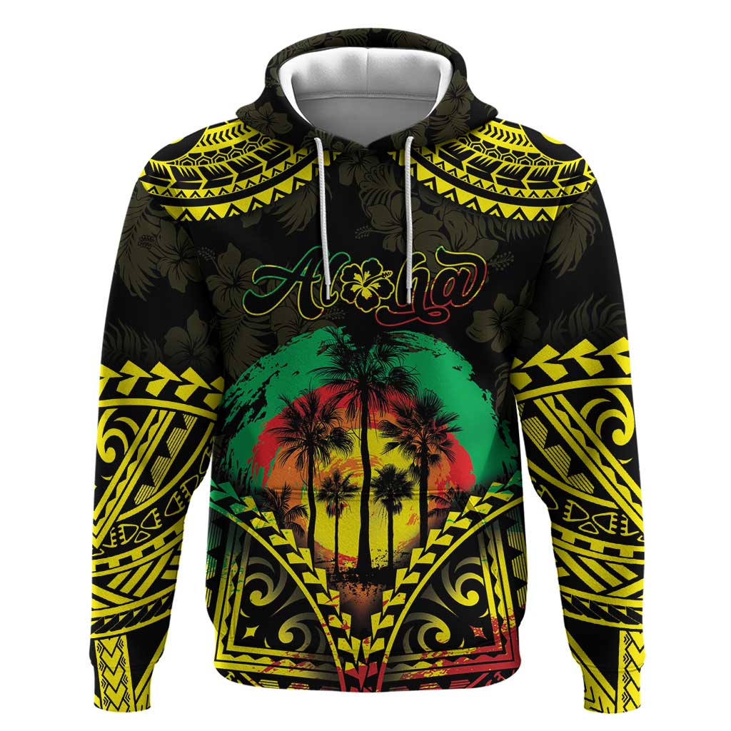 Aloha Tropical Palm Trees Hoodie Reggae Polynesian Pattern