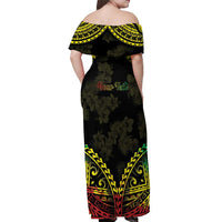 Aloha Tropical Palm Trees Off Shoulder Maxi Dress Reggae Polynesian Pattern