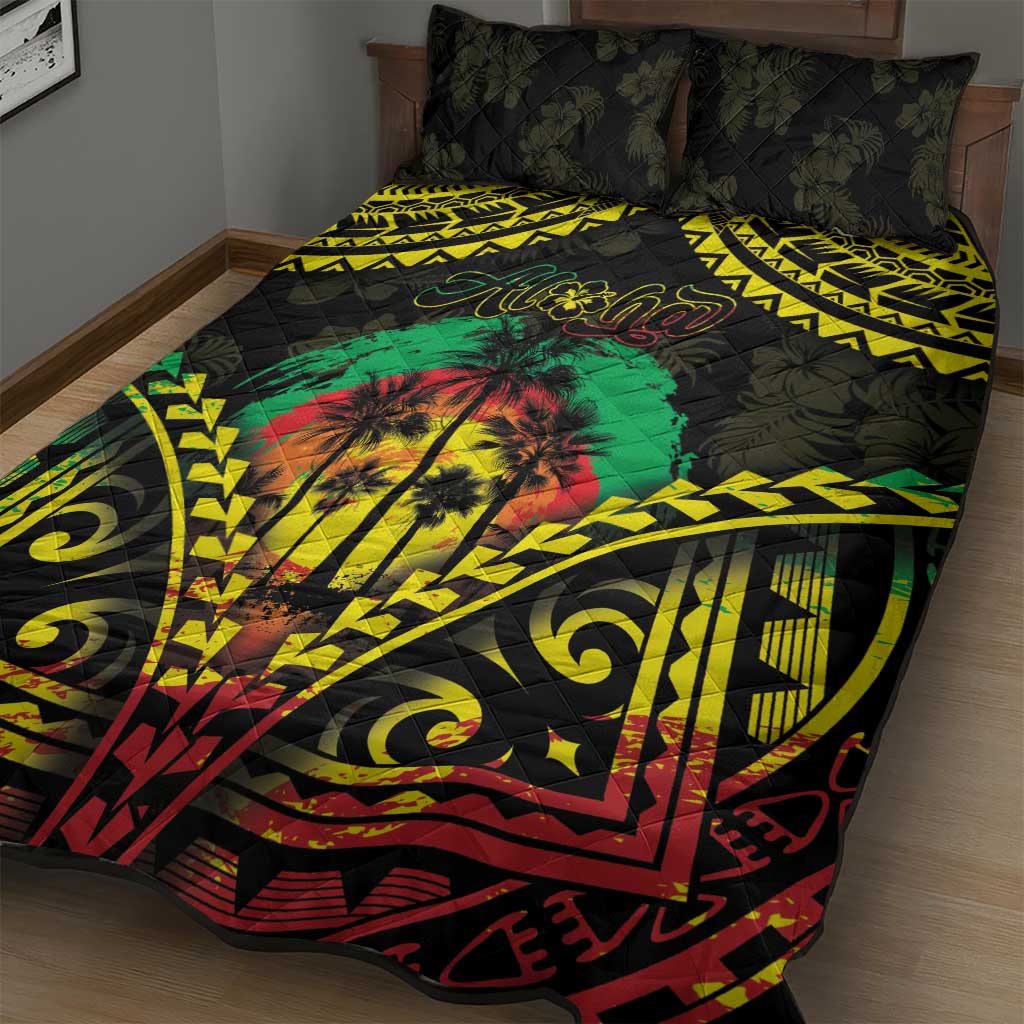 Aloha Tropical Palm Trees Quilt Bed Set Reggae Polynesian Pattern LT05 - Polynesian Pride