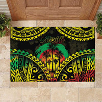 Aloha Tropical Palm Trees Rubber Doormat Reggae Polynesian Pattern LT05 Black - Polynesian Pride