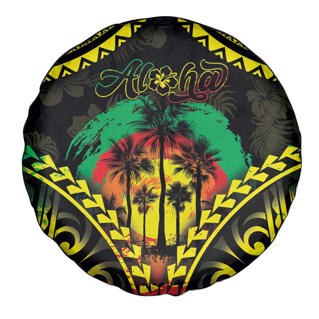 Aloha Tropical Palm Trees Spare Tire Cover Reggae Polynesian Pattern