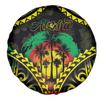 Aloha Tropical Palm Trees Spare Tire Cover Reggae Polynesian Pattern