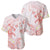 Polynesia Hammerhead Shark Baseball Jersey Tropical Flowers Tribal Pattern Peach