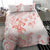 Polynesia Hammerhead Shark Bedding Set Tropical Flowers Tribal Pattern Peach