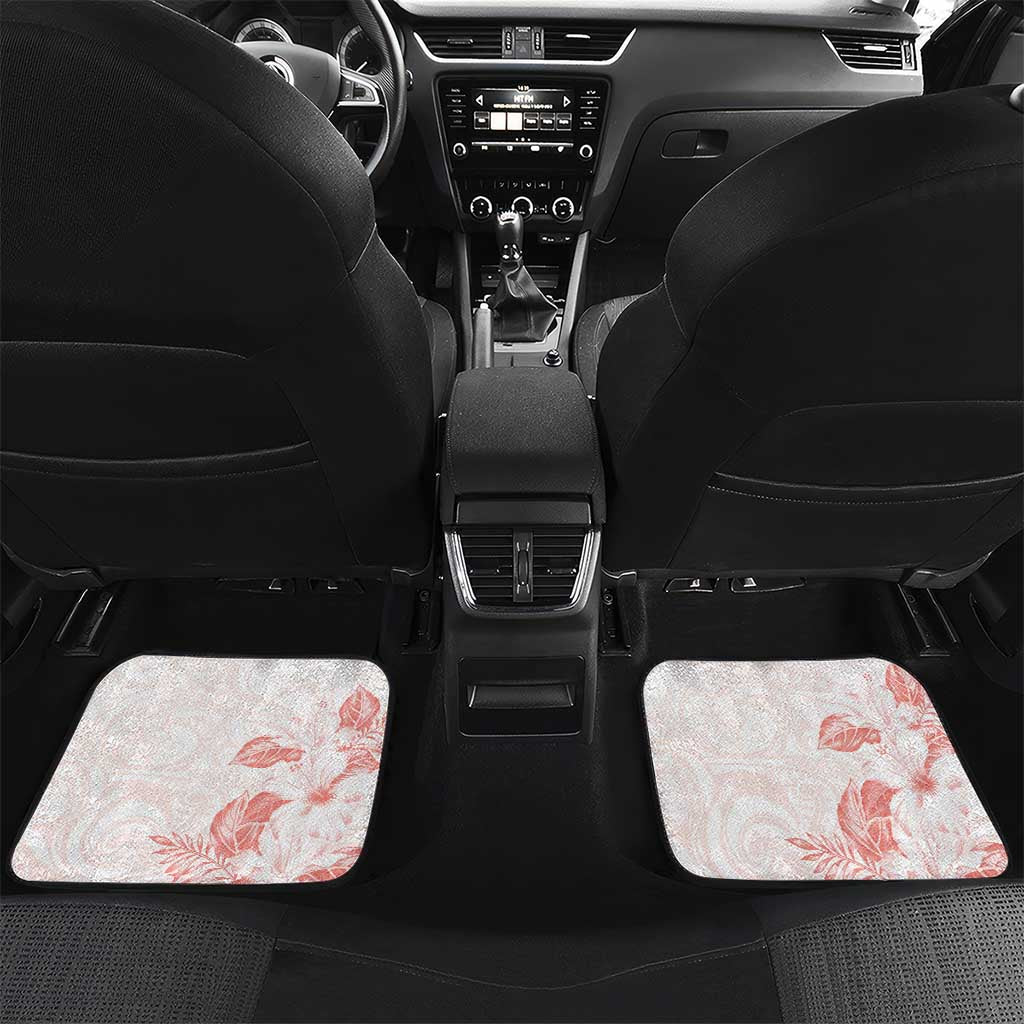 Polynesia Hammerhead Shark Car Mats Tropical Flowers Tribal Pattern Peach