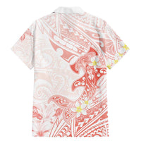 Polynesia Hammerhead Shark Family Matching Mermaid Dress and Hawaiian Shirt Tropical Flowers Tribal Pattern Peach