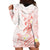 Polynesia Hammerhead Shark Hoodie Dress Tropical Flowers Tribal Pattern Peach