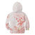 Polynesia Hammerhead Shark Kid Hoodie Tropical Flowers Tribal Pattern Peach