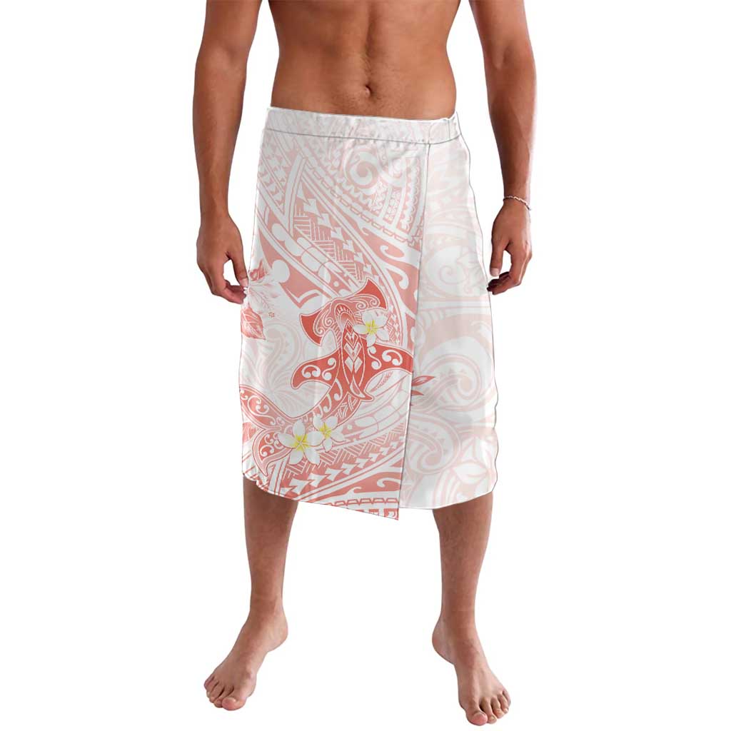 Polynesia Hammerhead Shark Lavalava Tropical Flowers Tribal Pattern Peach