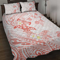 Polynesia Hammerhead Shark Quilt Bed Set Tropical Flowers Tribal Pattern Peach LT05 Peach - Polynesian Pride