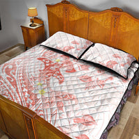 Polynesia Hammerhead Shark Quilt Bed Set Tropical Flowers Tribal Pattern Peach LT05 - Polynesian Pride