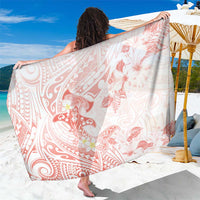 Polynesia Hammerhead Shark Sarong Tropical Flowers Tribal Pattern Peach