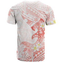Polynesia Hammerhead Shark T Shirt Tropical Flowers Tribal Pattern Peach