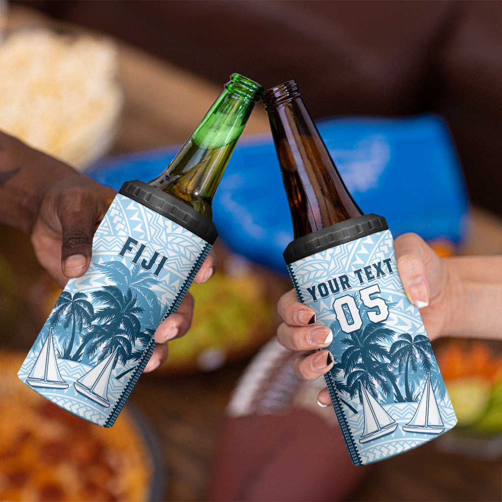 Custom Fiji Regatta 4 in 1 Can Cooler Tumbler Palm Tree Tapa Pattern - Polynesian Pride