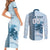 Custom Fiji Regatta Couples Matching Short Sleeve Bodycon Dress and Long Sleeve Button Shirt Palm Tree Tapa Pattern - Polynesian Pride