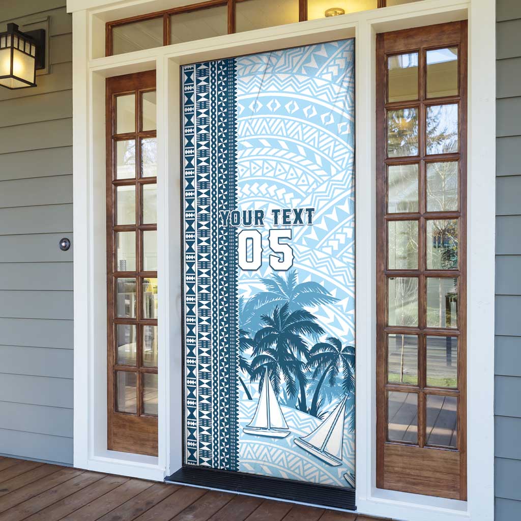 Fiji Regatta Door Cover Palm Tree Tapa Pattern - Polynesian Pride