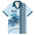 Custom Fiji Regatta Family Matching Short Sleeve Bodycon Dress and Hawaiian Shirt Palm Tree Tapa Pattern - Polynesian Pride
