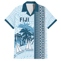 Custom Fiji Regatta Family Matching Tank Maxi Dress and Hawaiian Shirt Palm Tree Tapa Pattern - Polynesian Pride