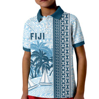 Custom Fiji Regatta Kid Polo Shirt Palm Tree Tapa Pattern - Polynesian Pride